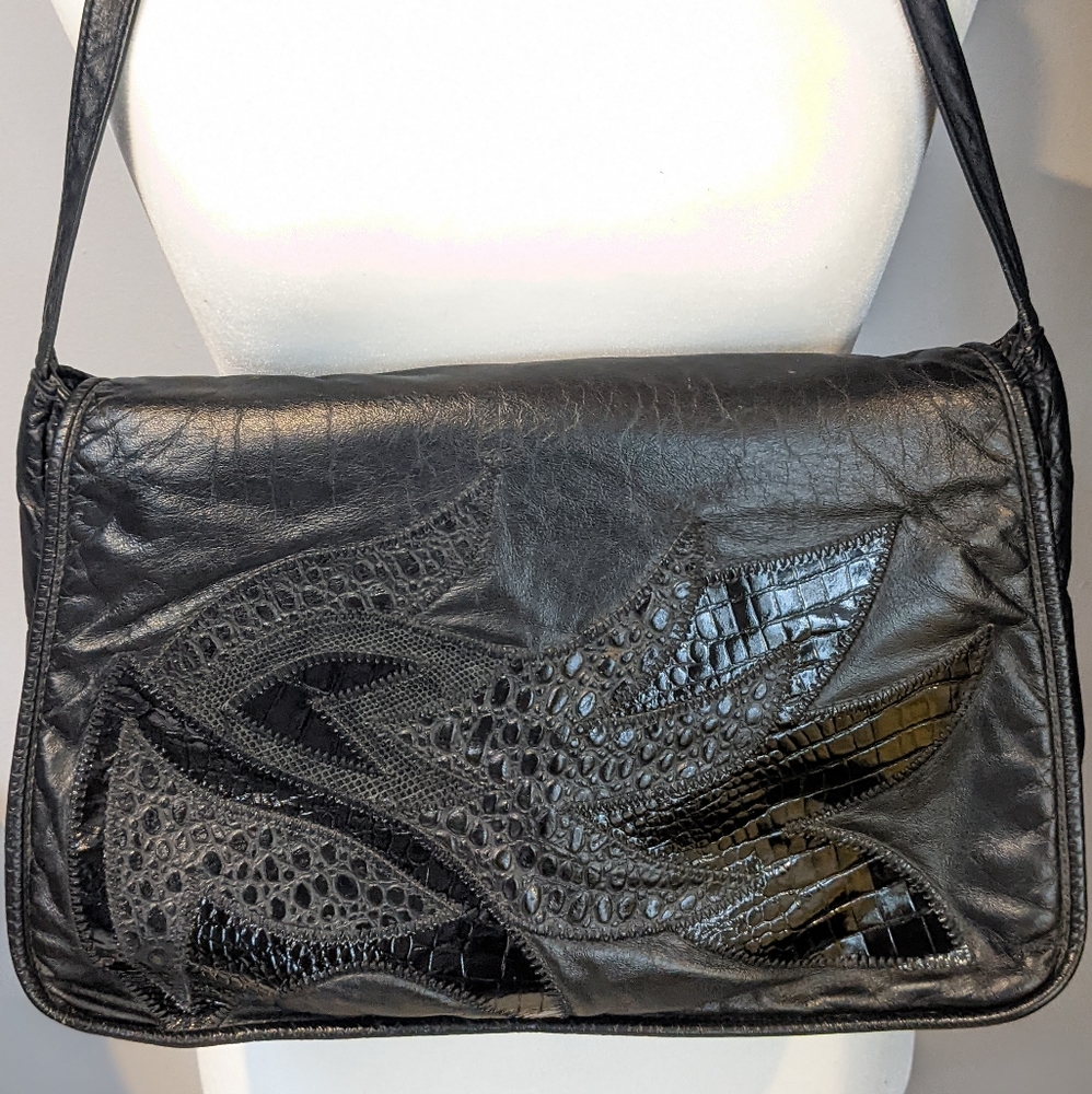 Vintage 80's Black leather bag - Picture 2 of 9